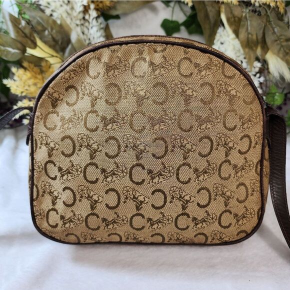 Authentic CELINE C Sulky Pattern Shoulder Bag Beige/Brown - Picture 5 of 17